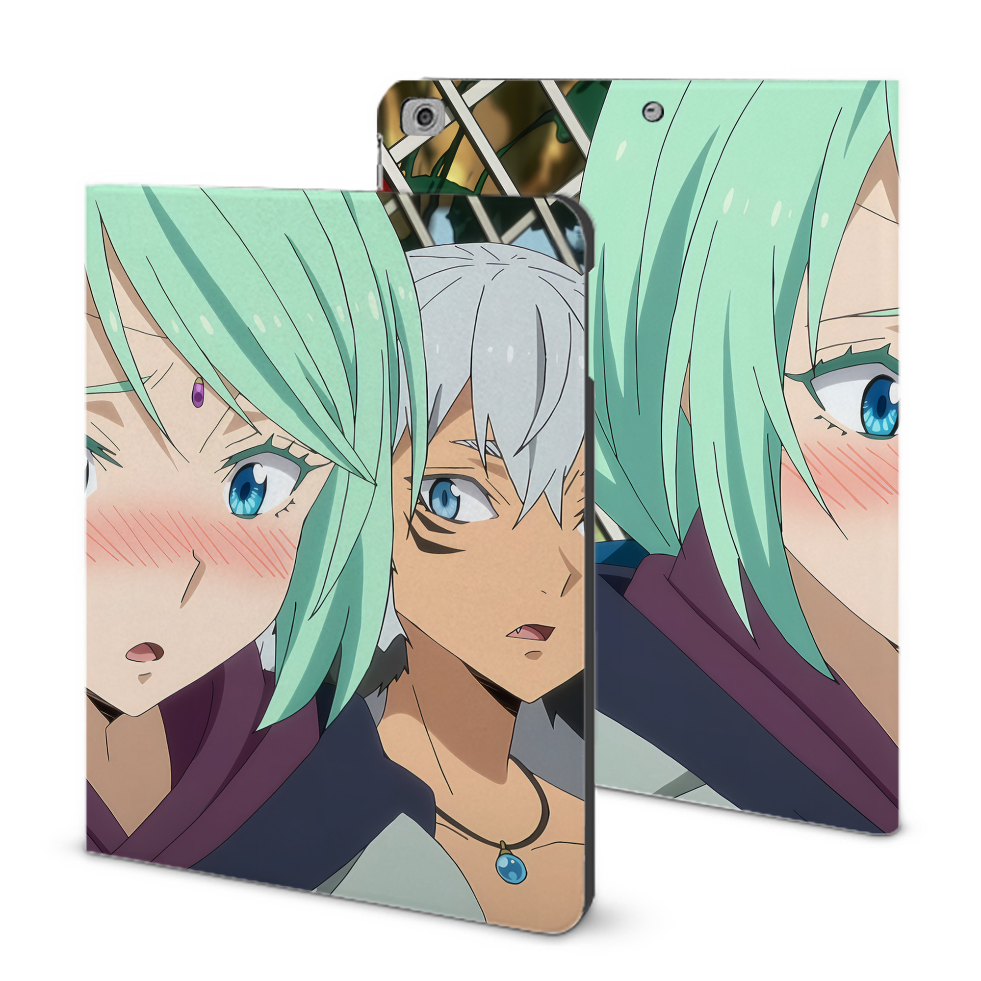（画像用） 転スラ Regarding Reincarnated to Slime IPad ケース ブック型 PUレザー TPU 耐衝撃 軽量 薄型 ペン収納なし 全面保護 IPad 各モデル対応